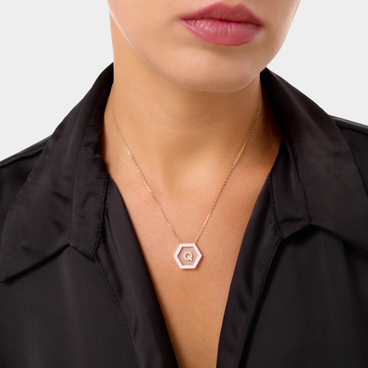 HEXA Letter Q Necklace