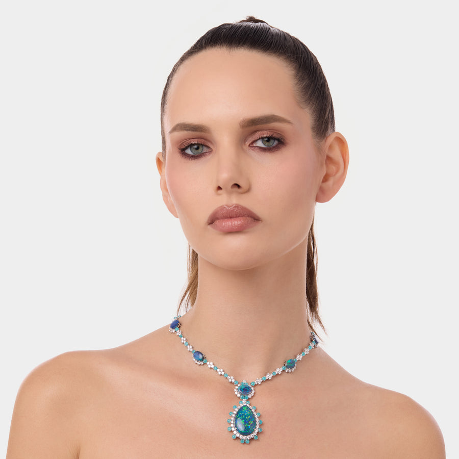 18K Opal Paraiba Necklace