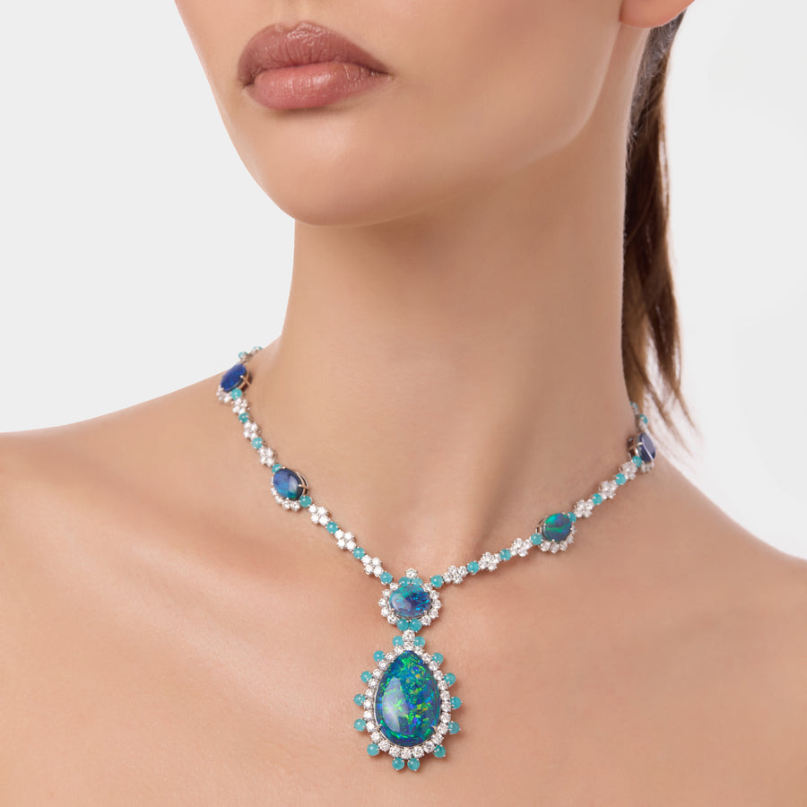 18K Opal Paraiba Necklace