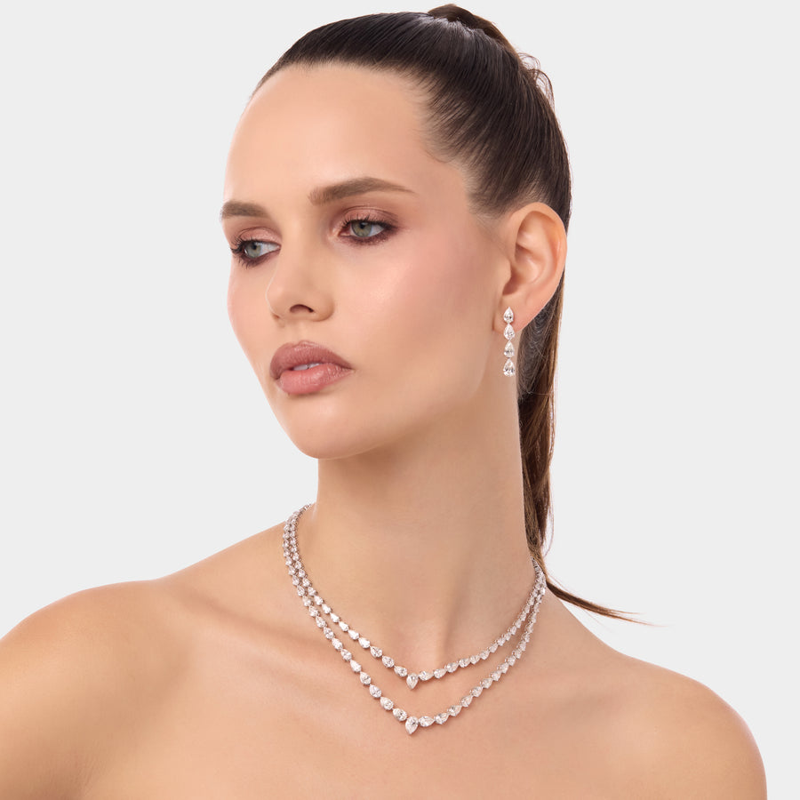 18K Pear Drop Diamonds Earrings