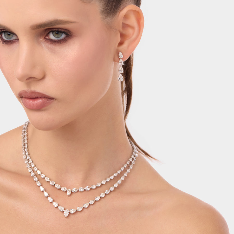 18K Pear Drop Diamonds Earrings