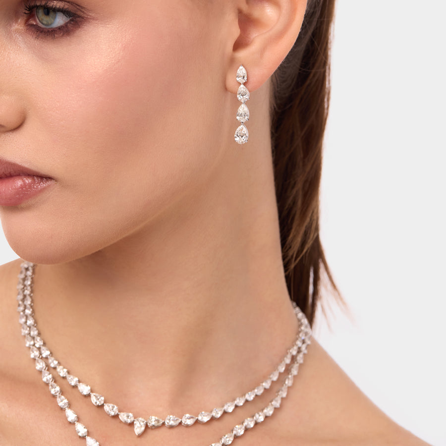 18K Pear Drop Diamonds Earrings