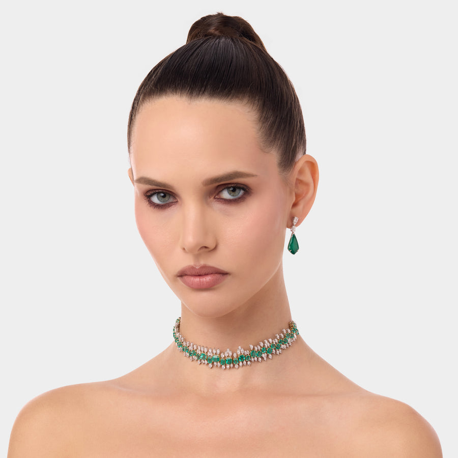 18K Emerald Horizon Earrings