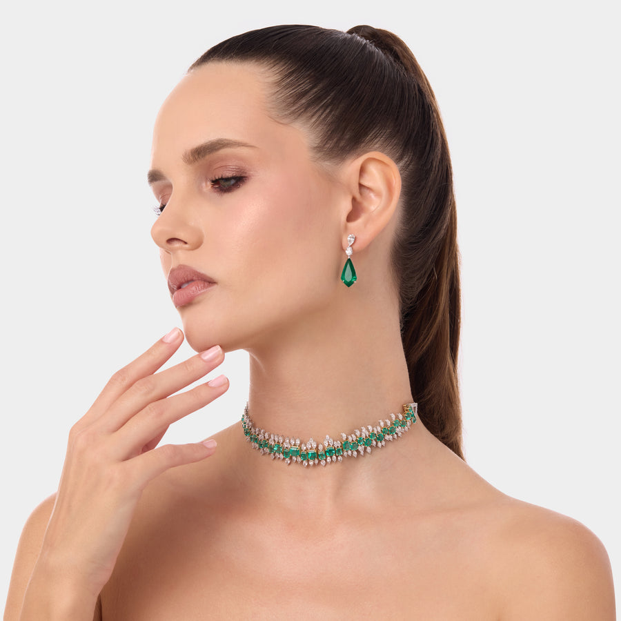 18K Emerald Horizon Earrings