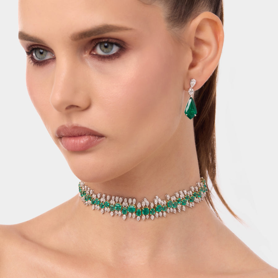 18K Emerald Horizon Earrings