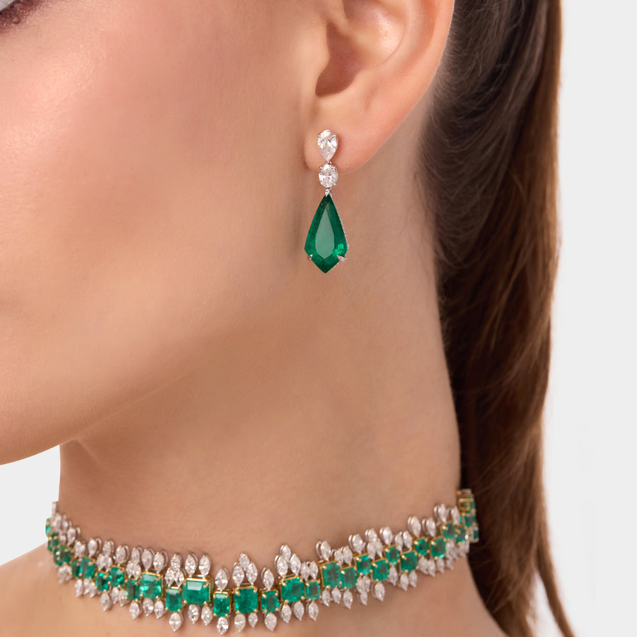18K Emerald Horizon Earrings