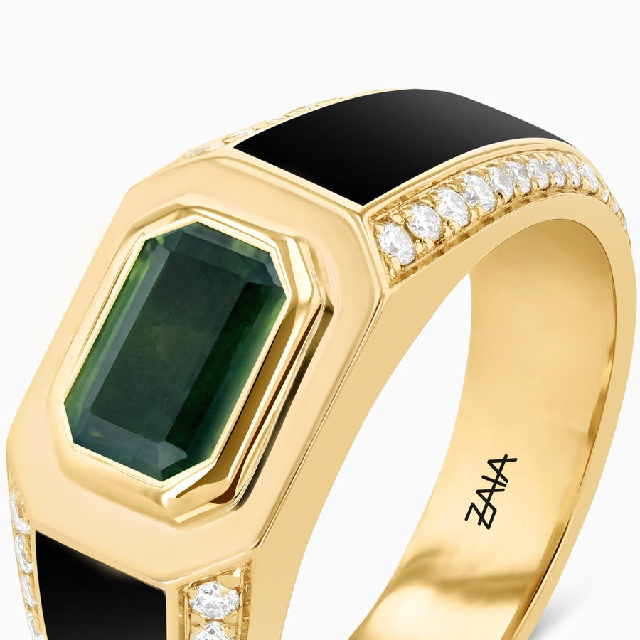 1ct Natural Green Emerald 14K Yellow Gold Men's Ring Wedding Pinky Band |  eBay