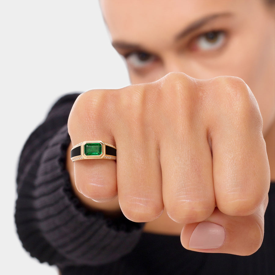 Mens emerald 2025 pinky ring